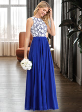 Load image into Gallery viewer, Esther A-Line Scoop Neck Floor-Length Chiffon Lace Bridesmaid Dress XXCP0013201