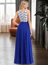 Load image into Gallery viewer, Esther A-Line Scoop Neck Floor-Length Chiffon Lace Bridesmaid Dress XXCP0013201