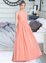 Load image into Gallery viewer, Abigail Ball-Gown/Princess V-neck Floor-Length Chiffon Bridesmaid Dress With Ruffle XXCP0013204