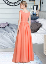 Load image into Gallery viewer, Abigail Ball-Gown/Princess V-neck Floor-Length Chiffon Bridesmaid Dress With Ruffle XXCP0013204