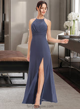 Load image into Gallery viewer, Jaiden A-Line Halter Floor-Length Bridesmaid Dress With Lace Split Front XXCP0013205