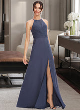 Load image into Gallery viewer, Jaiden A-Line Halter Floor-Length Bridesmaid Dress With Lace Split Front XXCP0013205