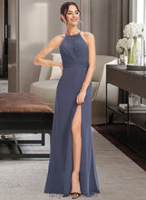 Load image into Gallery viewer, Jaiden A-Line Halter Floor-Length Bridesmaid Dress With Lace Split Front XXCP0013205