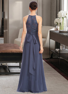 Jaiden A-Line Halter Floor-Length Bridesmaid Dress With Lace Split Front XXCP0013205