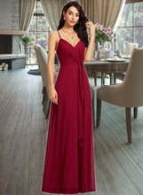 Load image into Gallery viewer, Belinda A-Line V-neck Floor-Length Bridesmaid Dress With Ruffle XXCP0013206