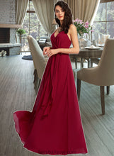 Load image into Gallery viewer, Belinda A-Line V-neck Floor-Length Bridesmaid Dress With Ruffle XXCP0013206