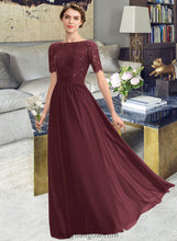 Load image into Gallery viewer, Aaliyah A-Line Scoop Neck Floor-Length Chiffon Lace Bridesmaid Dress With Sequins XXCP0013207