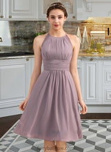 Load image into Gallery viewer, Ruby A-Line Scoop Neck Knee-Length Chiffon Lace Bridesmaid Dress With Ruffle XXCP0013209