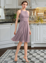 Load image into Gallery viewer, Ruby A-Line Scoop Neck Knee-Length Chiffon Lace Bridesmaid Dress With Ruffle XXCP0013209