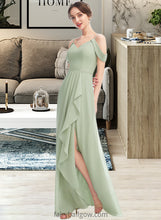 Load image into Gallery viewer, Samantha A-Line V-neck Floor-Length Bridesmaid Dress With Ruffle Split Front XXCP0013213