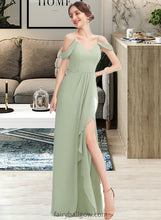 Load image into Gallery viewer, Samantha A-Line V-neck Floor-Length Bridesmaid Dress With Ruffle Split Front XXCP0013213