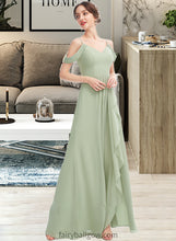 Load image into Gallery viewer, Samantha A-Line V-neck Floor-Length Bridesmaid Dress With Ruffle Split Front XXCP0013213