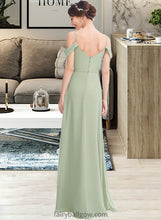 Load image into Gallery viewer, Samantha A-Line V-neck Floor-Length Bridesmaid Dress With Ruffle Split Front XXCP0013213