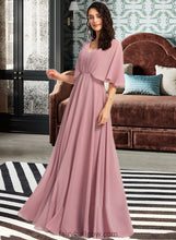 Load image into Gallery viewer, Ursula A-Line V-neck Floor-Length Bridesmaid Dress With Ruffle XXCP0013214