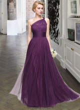 Load image into Gallery viewer, Tianna A-Line One-Shoulder Floor-Length Tulle Bridesmaid Dress With Ruffle XXCP0013216