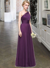 Load image into Gallery viewer, Tianna A-Line One-Shoulder Floor-Length Tulle Bridesmaid Dress With Ruffle XXCP0013216