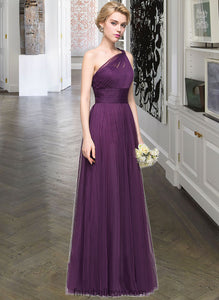 Tianna A-Line One-Shoulder Floor-Length Tulle Bridesmaid Dress With Ruffle XXCP0013216