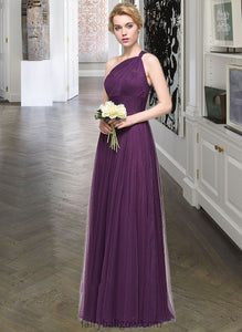 Tianna A-Line One-Shoulder Floor-Length Tulle Bridesmaid Dress With Ruffle XXCP0013216