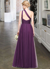 Load image into Gallery viewer, Tianna A-Line One-Shoulder Floor-Length Tulle Bridesmaid Dress With Ruffle XXCP0013216