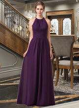 Load image into Gallery viewer, Yoselin Chiffon Halter-neck Floor-length Bridesmaid Dress With Lace XXCP0013218