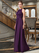 Load image into Gallery viewer, Yoselin Chiffon Halter-neck Floor-length Bridesmaid Dress With Lace XXCP0013218