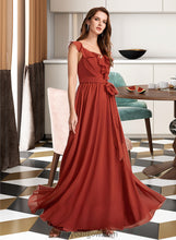 Load image into Gallery viewer, Mildred A-Line V-neck Floor-Length Bridesmaid Dress With Ruffle XXCP0013221