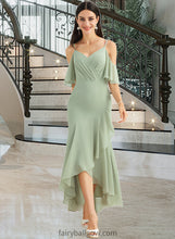 Load image into Gallery viewer, Viviana Trumpet/Mermaid V-neck Asymmetrical Bridesmaid Dress With Ruffle XXCP0013222