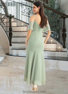 Viviana Trumpet/Mermaid V-neck Asymmetrical Bridesmaid Dress With Ruffle XXCP0013222