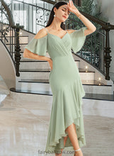 Load image into Gallery viewer, Viviana Trumpet/Mermaid V-neck Asymmetrical Bridesmaid Dress With Ruffle XXCP0013222