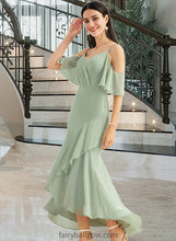 Load image into Gallery viewer, Viviana Trumpet/Mermaid V-neck Asymmetrical Bridesmaid Dress With Ruffle XXCP0013222