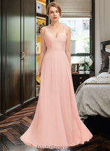 Load image into Gallery viewer, Leilani A-Line V-neck Floor-Length Chiffon Lace Bridesmaid Dress XXCP0013227