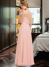 Load image into Gallery viewer, Leilani A-Line V-neck Floor-Length Chiffon Lace Bridesmaid Dress XXCP0013227