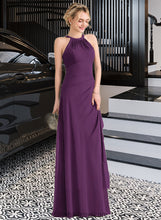 Load image into Gallery viewer, Madalyn A-Line Scoop Neck Floor-Length Chiffon Bridesmaid Dress With Cascading Ruffles XXCP0013228