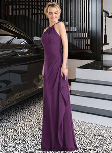 Madalyn A-Line Scoop Neck Floor-Length Chiffon Bridesmaid Dress With Cascading Ruffles XXCP0013228