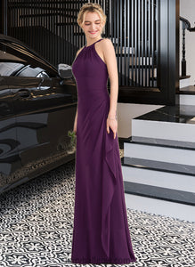 Madalyn A-Line Scoop Neck Floor-Length Chiffon Bridesmaid Dress With Cascading Ruffles XXCP0013228