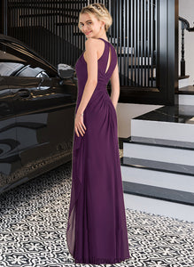 Madalyn A-Line Scoop Neck Floor-Length Chiffon Bridesmaid Dress With Cascading Ruffles XXCP0013228