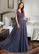 Load image into Gallery viewer, Martha A-Line V-neck Floor-Length Bridesmaid Dress With Ruffle XXCP0013230