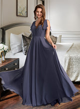 Load image into Gallery viewer, Martha A-Line V-neck Floor-Length Bridesmaid Dress With Ruffle XXCP0013230