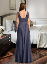 Load image into Gallery viewer, Martha A-Line V-neck Floor-Length Bridesmaid Dress With Ruffle XXCP0013230