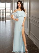 Load image into Gallery viewer, Pam A-Line Off-the-Shoulder Floor-Length Bridesmaid Dress With Split Front XXCP0013231