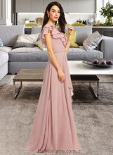 Load image into Gallery viewer, Meghan A-Line V-neck Floor-Length Bridesmaid Dress With Ruffle Split Front XXCP0013234