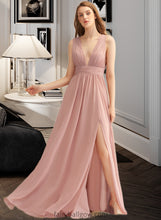 Load image into Gallery viewer, Mariam A-LineV-neckFloor-LengthChiffonBridesmaidDressWithSplitFront#251361 XXCP0013235