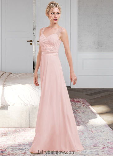 Katie A-Line/Princess Sweetheart Floor-Length Chiffon Bridesmaid Dress With Ruffle XXCP0013239