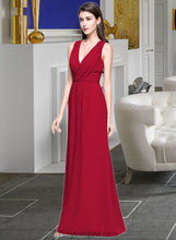 Load image into Gallery viewer, Jocelyn A-line V-Neck Floor-Length Chiffon Bridesmaid Dress With Ruffle XXCP0013240