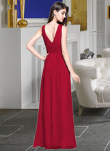 Load image into Gallery viewer, Jocelyn A-line V-Neck Floor-Length Chiffon Bridesmaid Dress With Ruffle XXCP0013240