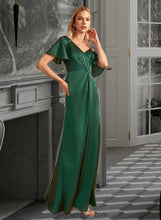 Load image into Gallery viewer, Carley Sheath/Column V-neck Floor-Length Bridesmaid Dress With Split Front XXCP0013241