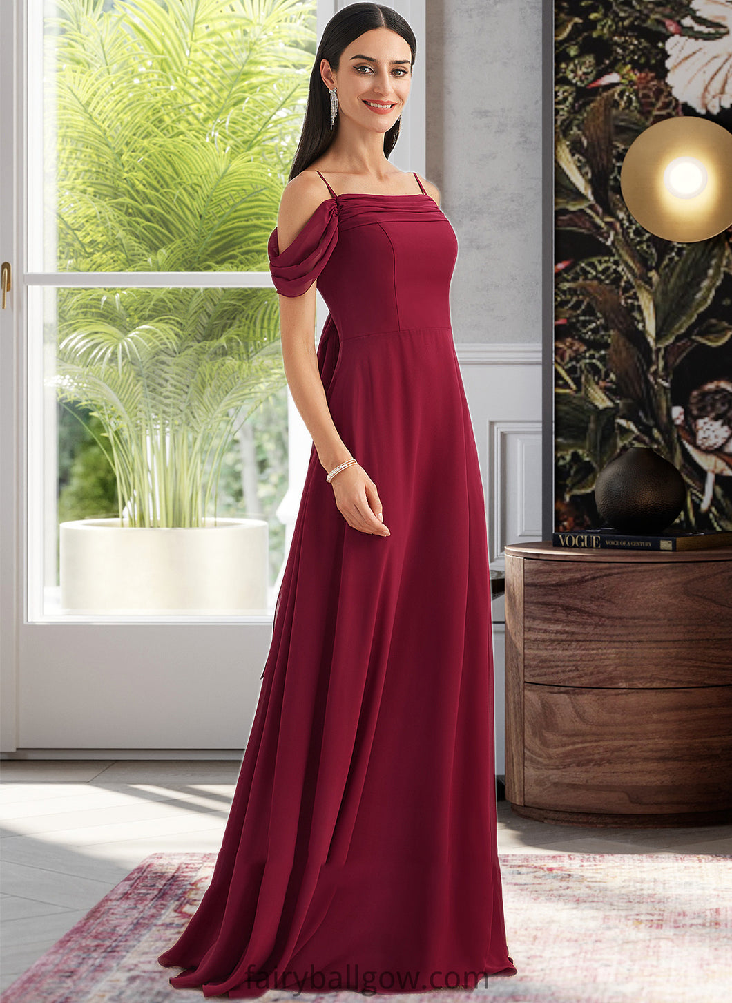 Julia A-Line Square Neckline Floor-Length Bridesmaid Dress With Bow(s) XXCP0013242