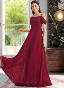 Julia A-Line Square Neckline Floor-Length Bridesmaid Dress With Bow(s) XXCP0013242