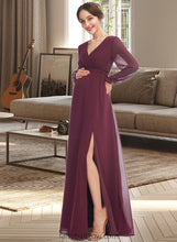 Load image into Gallery viewer, Mylee A-Line V-neck Floor-Length Bridesmaid Dress With Split Front XXCP0013244