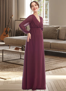 Mylee A-Line V-neck Floor-Length Bridesmaid Dress With Split Front XXCP0013244